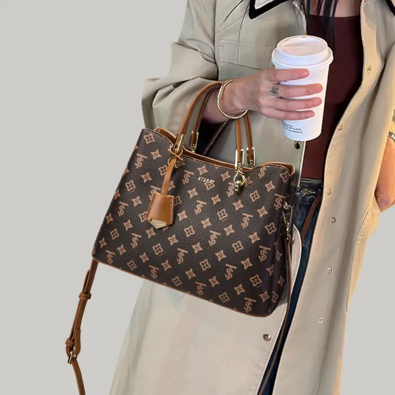 ST&SAT PVC Tote Handbag Regular Women's Coffee-3