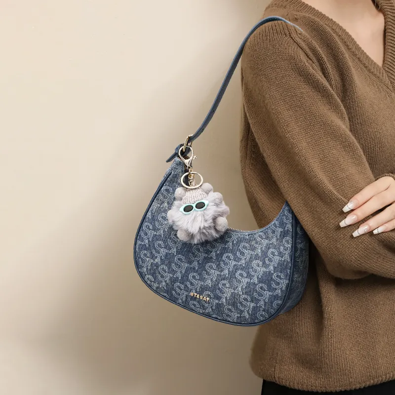 ST&SAT Fabric Handbag, Crossbody Bag, Shoulder Bag Regular Women's Blue-3