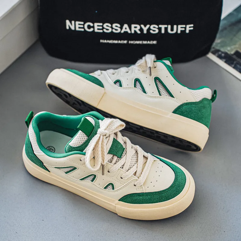NANJIREN Skateboard Shoes Men Low Top Blue/Burgundy/Green-14