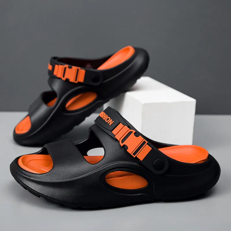 NANJIREN Beach Sandals Men Black Orange/Gray Blue/Khaki Brown-1
