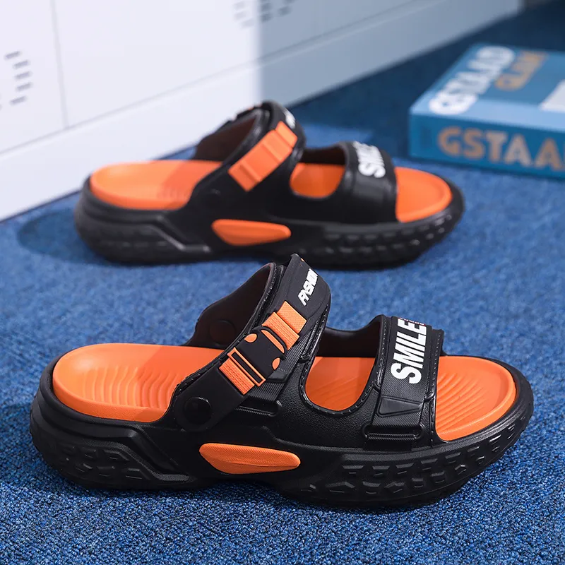NANJIREN Beach Sandals Men Black Purple/Black Orange/Khaki Black-7