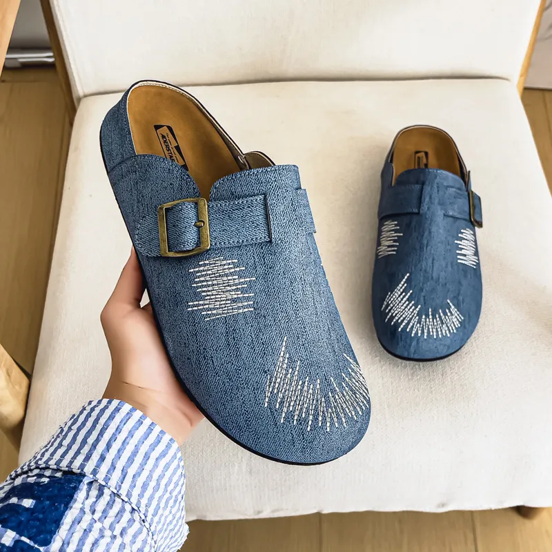 NANJIREN Quiet Abrasion Resistant Slip Resistant Closed Toe Slippers Men's-4