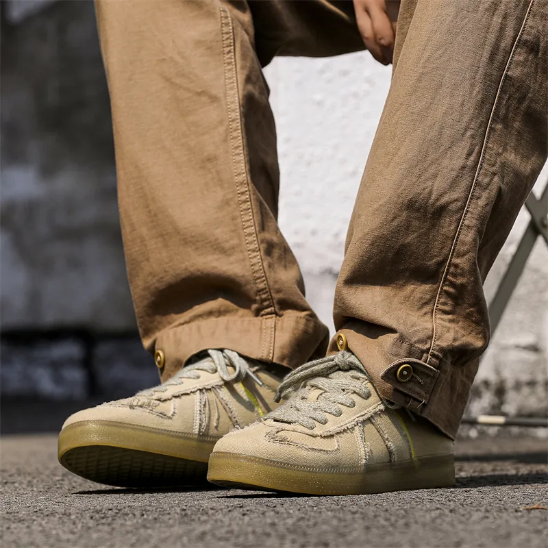 NANJIREN Slip Resistant Shock Absorbers With Abrasion Resistant Properties Low Top Skateboard Shoes Men's Beige-6