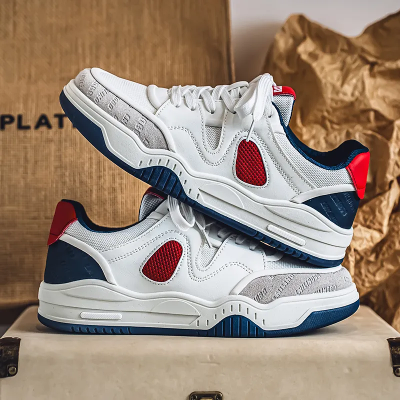 NANJIREN Skateboard Shoes Men Low Top White Red/White Blue/White Green-8