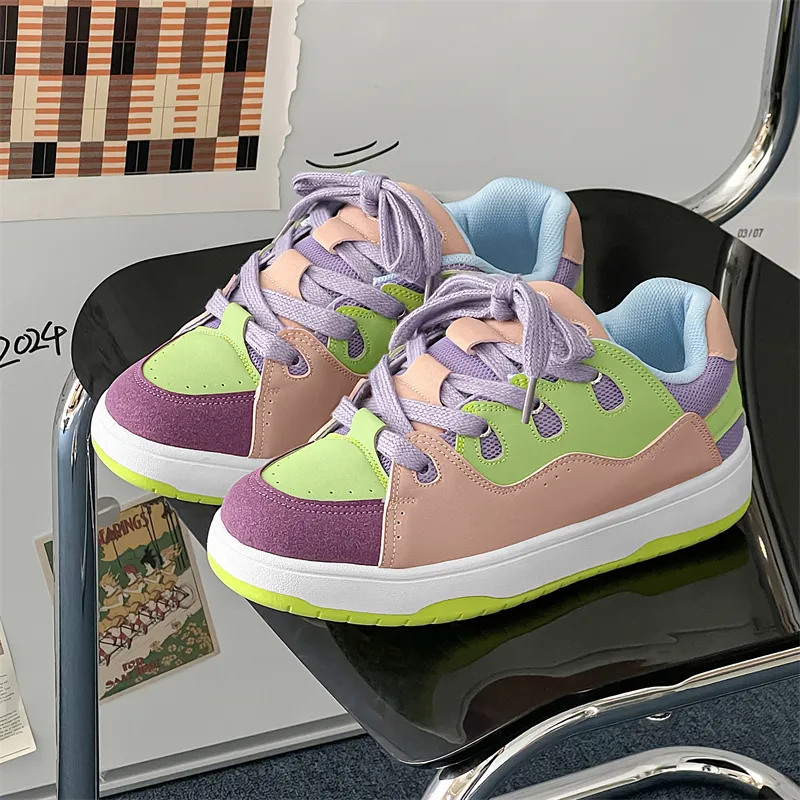 NANJIREN Low Top Skateboard Shoes Unisex Neon Pink-1