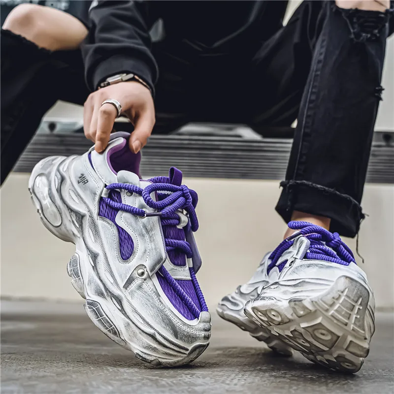 NANJIREN Wear Resistant Height Increasing Low Top Chunky Sneakers Men's-4