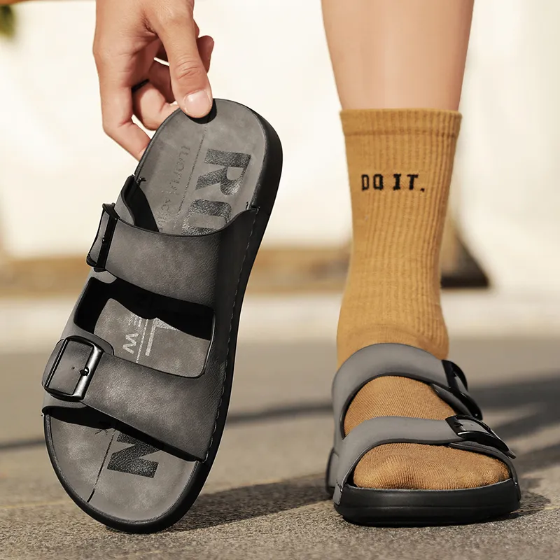 NANJIREN Slide Slippers Men Khaki/Gray-5