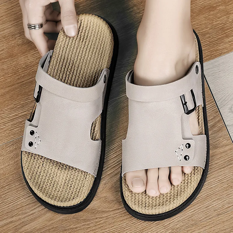 NANJIREN Beach Sandals Men Black/Sand/Yellow-6