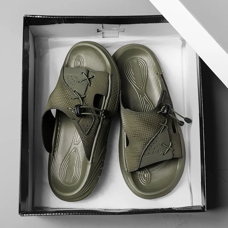 NANJIREN Slide Slippers Men Black/Green-4