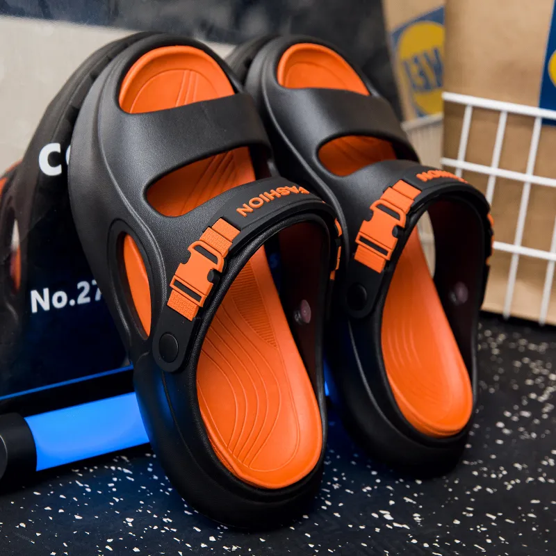 NANJIREN Beach Sandals Men Black Orange/Gray Blue/Khaki Brown-4
