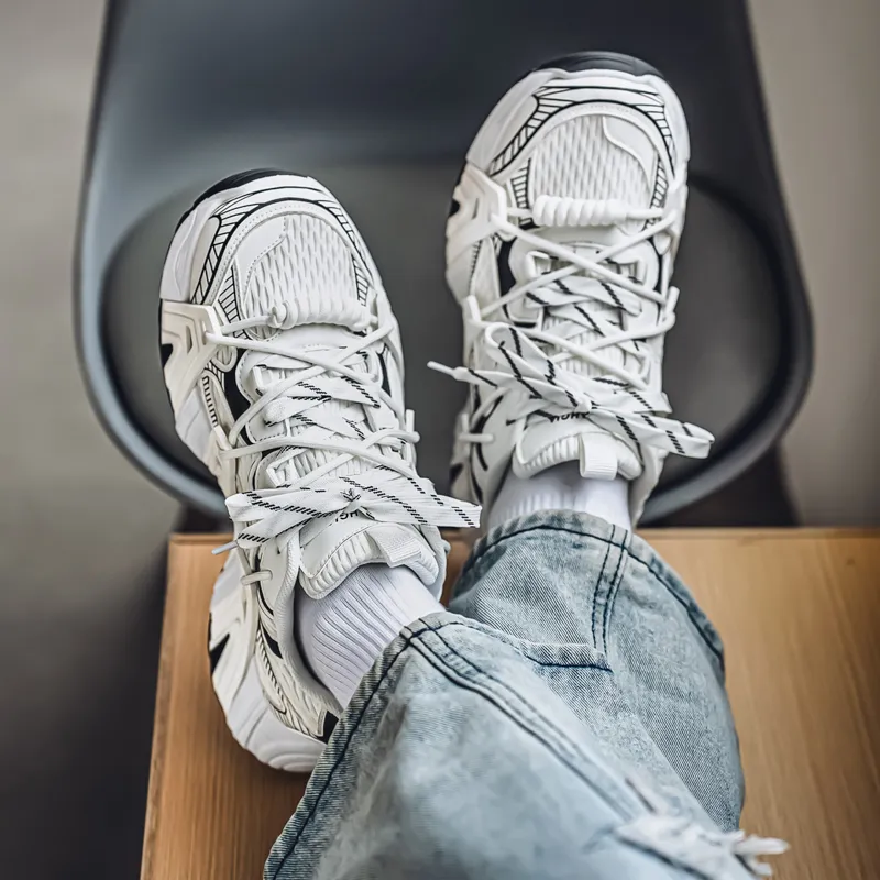 NANJIREN Shock Absorbers With Slip Resistant And Abrasion Resistant Properties Low Top Chunky Sneakers Men's-8