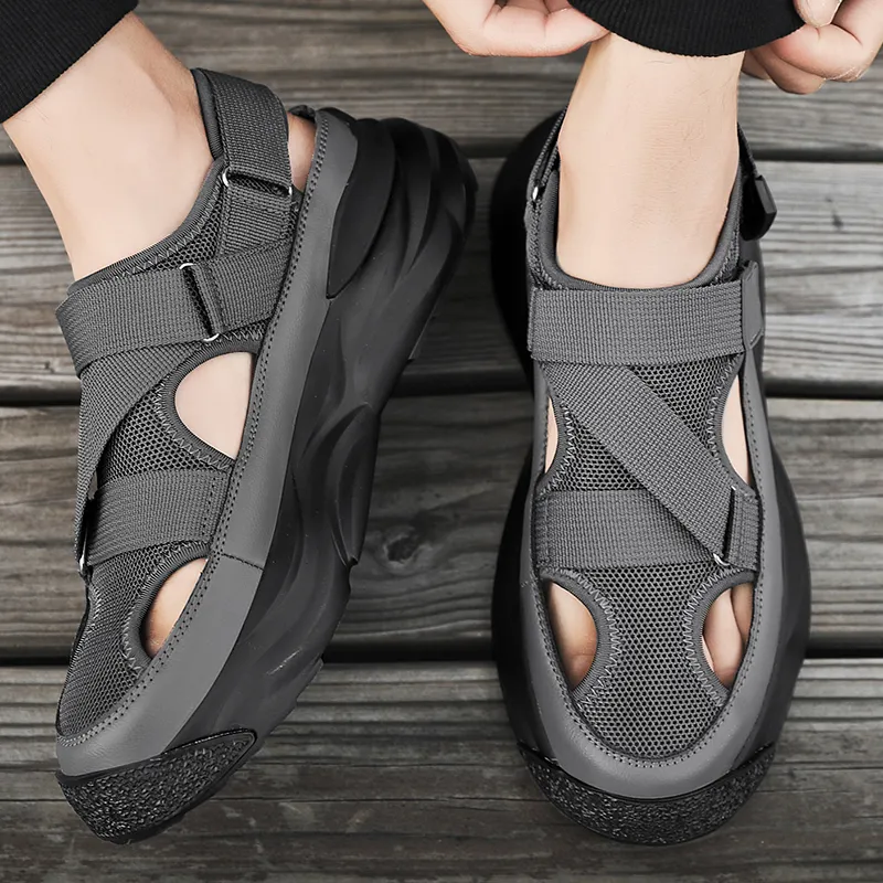 NANJIREN Beach Sandals Men Beige/Black/Gray-5