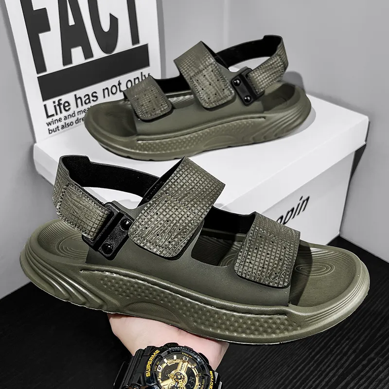 NANJIREN Beach Sandals Men Black/Green-5