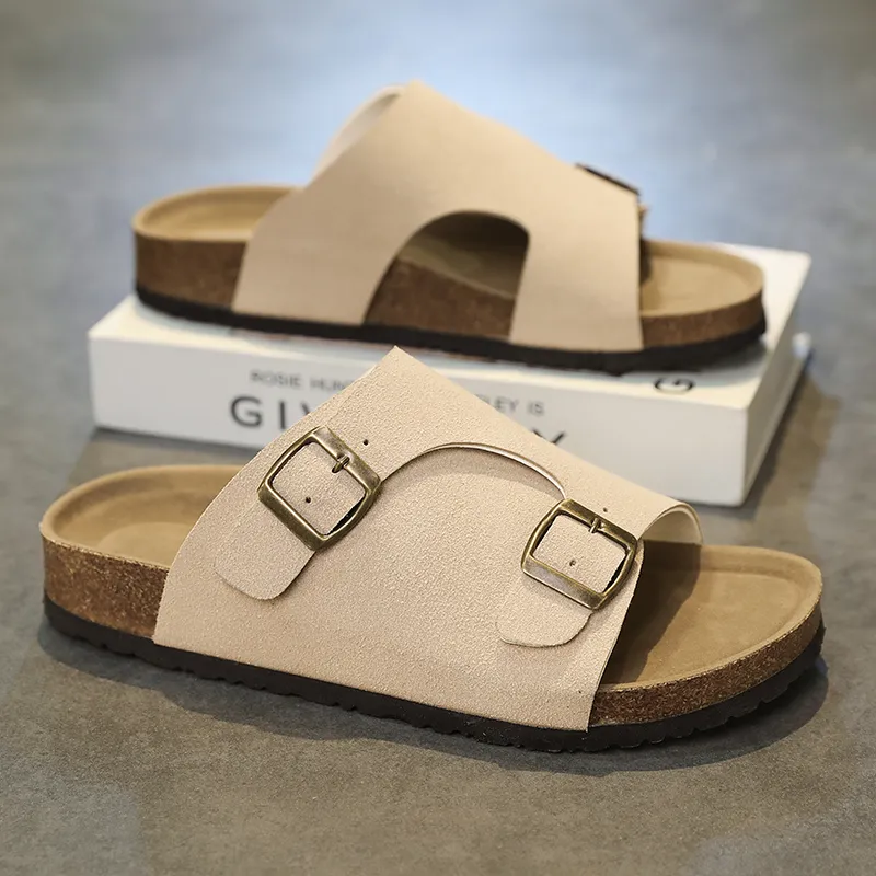 NANJIREN Slide Slippers Men Khaki/Ecru/Black-6