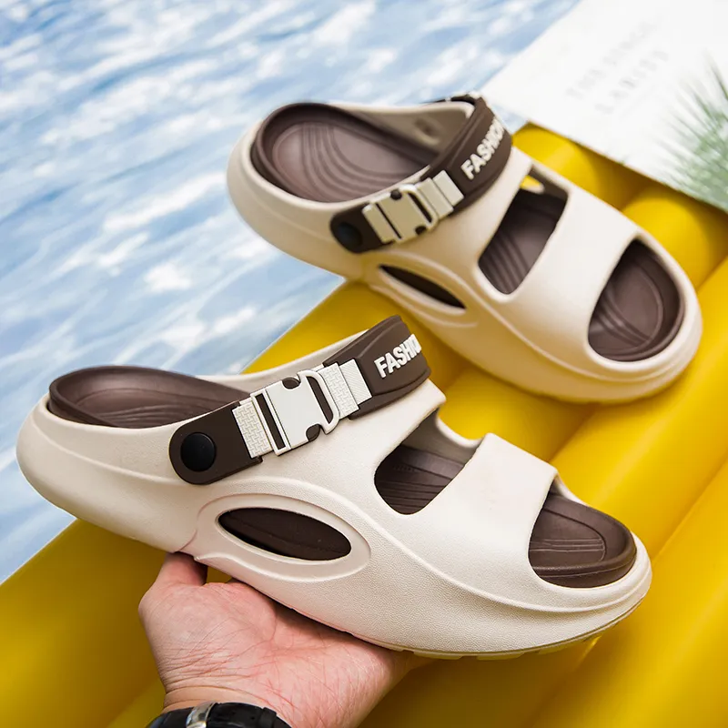 NANJIREN Beach Sandals Men Black Orange/Gray Blue/Khaki Brown-14