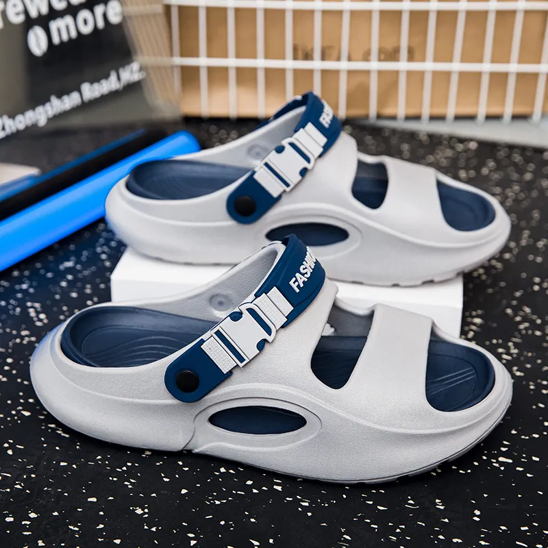 NANJIREN Beach Sandals Men Black Orange/Gray Blue/Khaki Brown-8