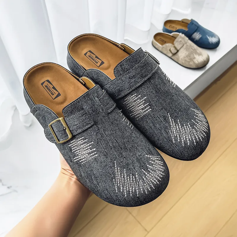 NANJIREN Quiet Abrasion Resistant Slip Resistant Closed Toe Slippers Men's-7