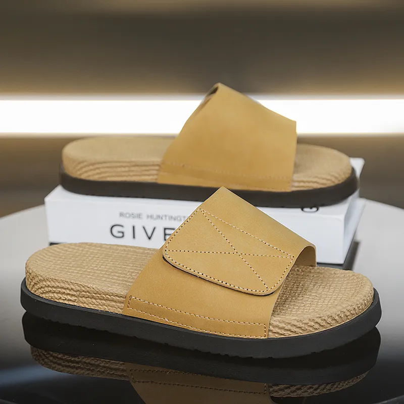 NANJIREN Slide Slippers Men Black/Sand/Yellow-8