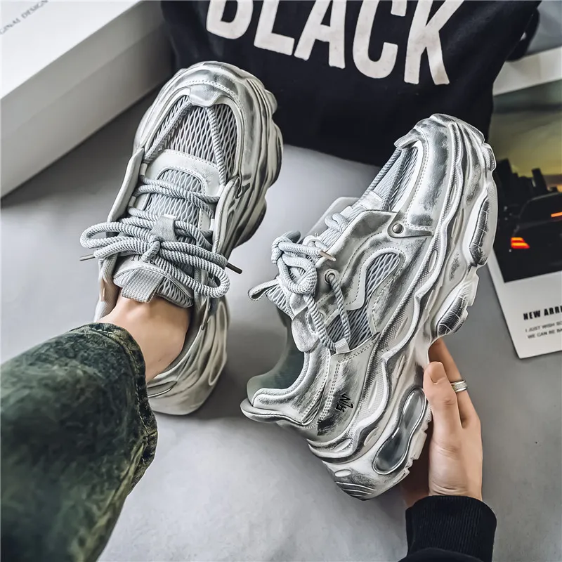 NANJIREN Wear Resistant Height Increasing Low Top Chunky Sneakers Men's-12