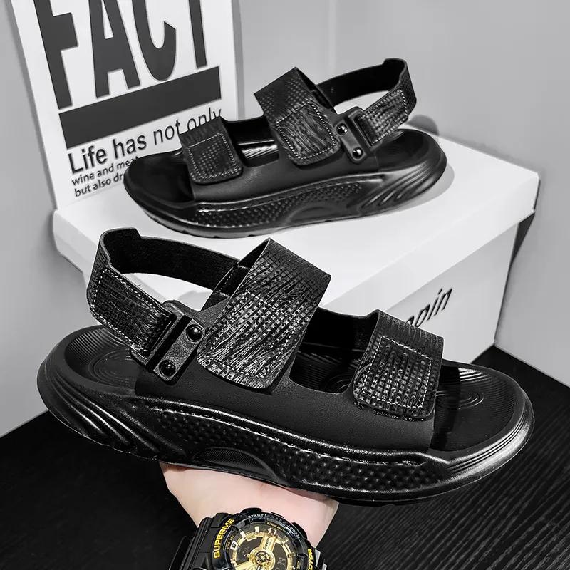 NANJIREN Beach Sandals Men Black/Green-2