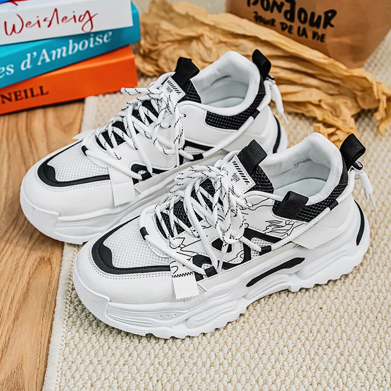 NANJIREN Abrasion Resistant Height Increasing Low Top Chunky Sneakers Men's-2