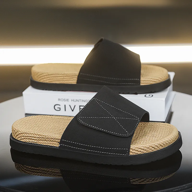 NANJIREN Slide Slippers Men Black/Sand/Yellow-2