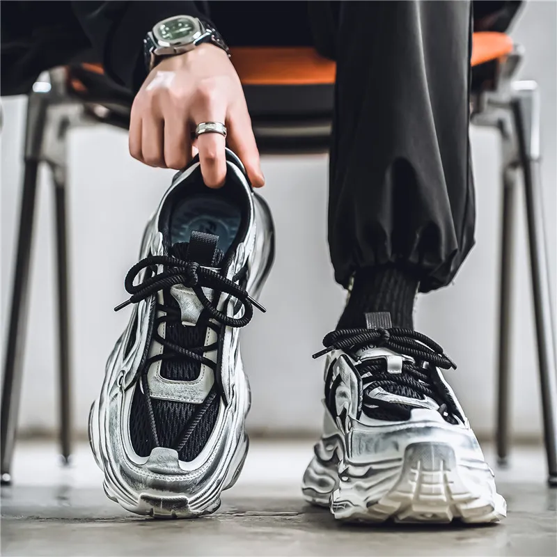 NANJIREN Wear Resistant Height Increasing Low Top Chunky Sneakers Men's-8