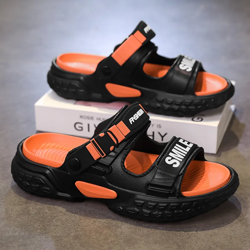 NANJIREN Beach Sandals Men Black Purple/Black Orange/Khaki Black-5