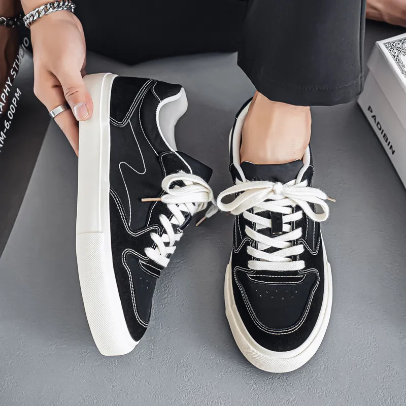 NANJIREN Slip Resistant Shock Absorbers With Abrasion Resistant Properties Low Top Skateboard Shoes Men's-2