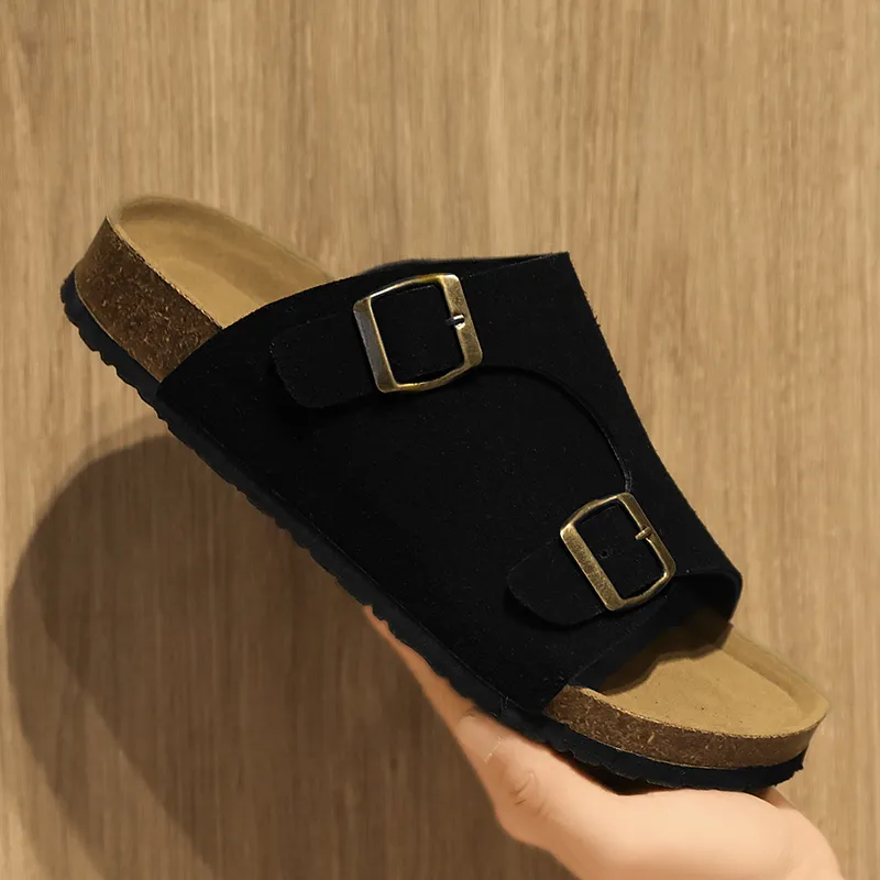 NANJIREN Slide Slippers Men Khaki/Ecru/Black-14