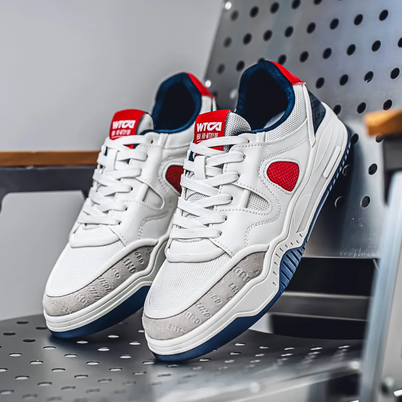 NANJIREN Skateboard Shoes Men Low Top White Red/White Blue/White Green-9