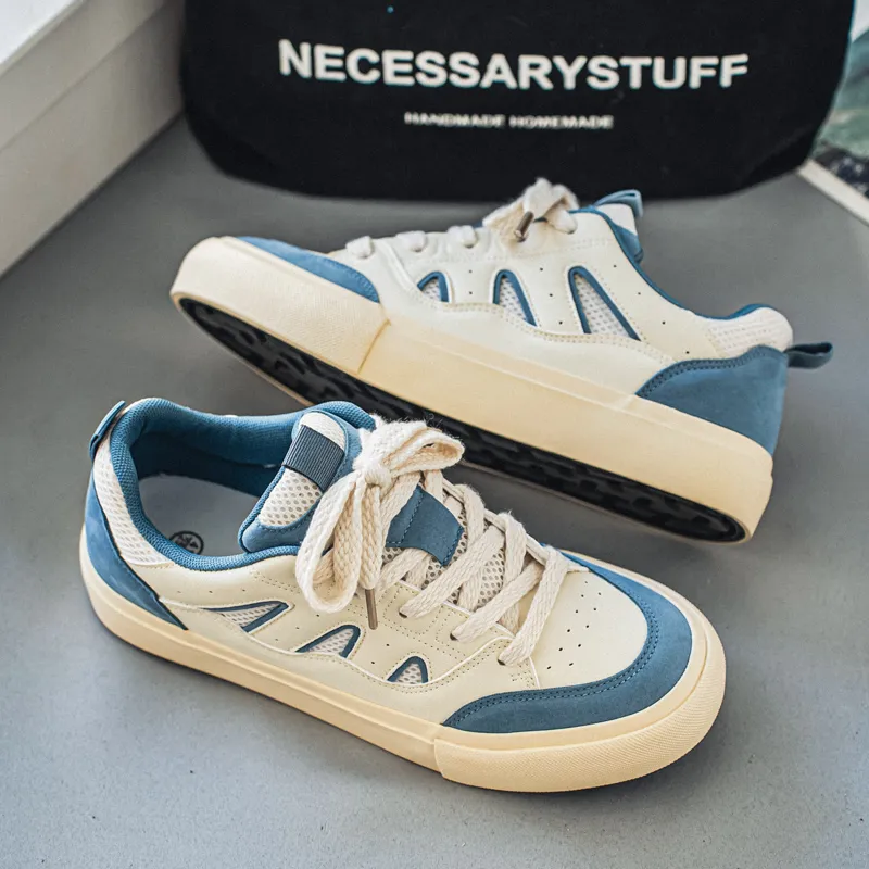 NANJIREN Skateboard Shoes Men Low Top Blue/Burgundy/Green-4