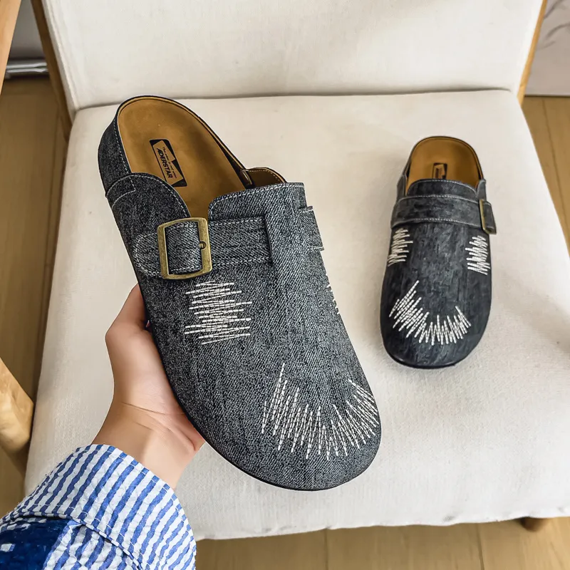 NANJIREN Quiet Abrasion Resistant Slip Resistant Closed Toe Slippers Men's-8