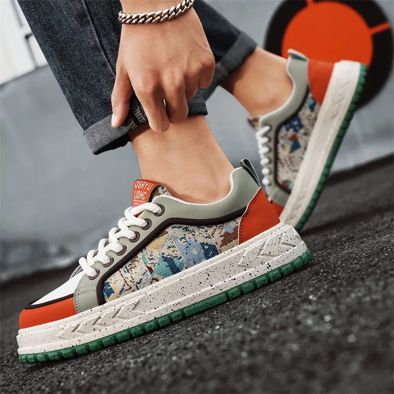 NANJIREN Slip Resistant Shock Absorbers With Abrasion Resistant Properties Low Top Skateboard Shoes Men's-14