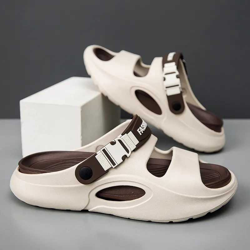 NANJIREN Beach Sandals Men Black Orange/Gray Blue/Khaki Brown-12