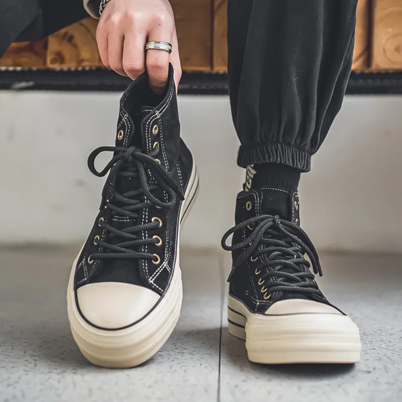 NANJIREN Anti Slip And Wear Resistant Height Increasing High Top Canvas Shoes Unisex Box-7