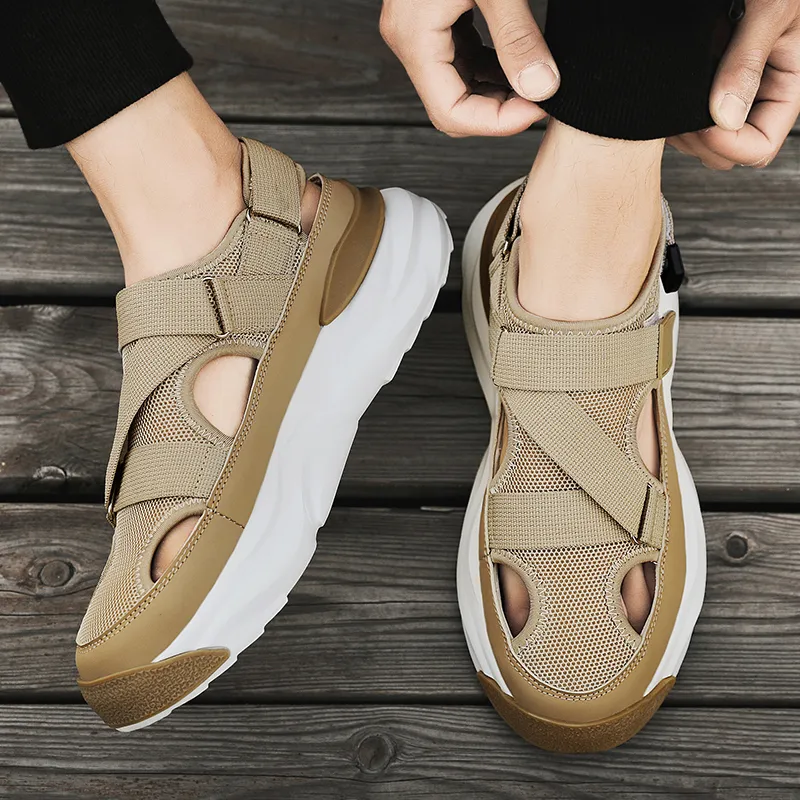 NANJIREN Beach Sandals Men Beige/Black/Gray-2