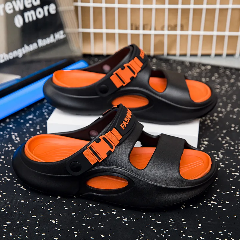 NANJIREN Beach Sandals Men Black Orange/Gray Blue/Khaki Brown-3