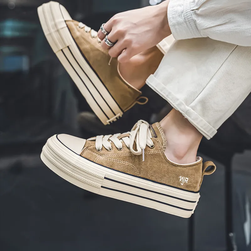 NANJIREN Anti Slip And Wear Resistant Height Increasing Low Top Skateboard Shoes Men's-1