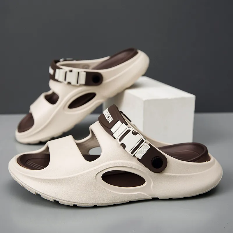 NANJIREN Beach Sandals Men Black Orange/Gray Blue/Khaki Brown-11