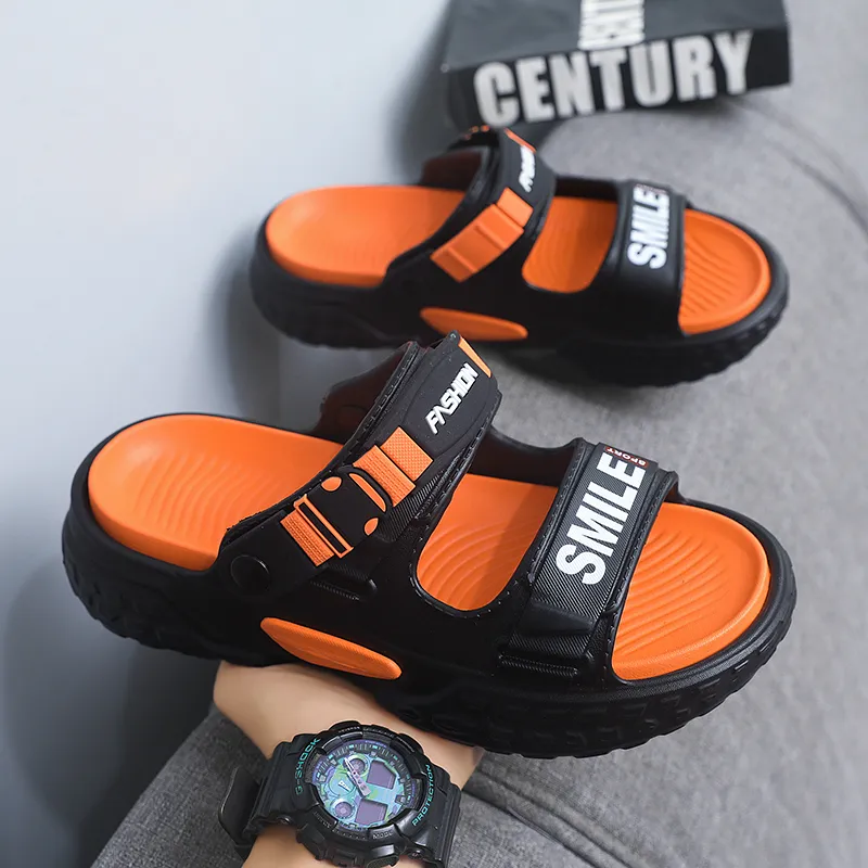 NANJIREN Beach Sandals Men Black Purple/Black Orange/Khaki Black-6