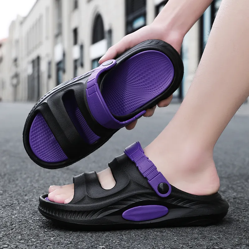 NANJIREN Beach Sandals Men Black Gray/Black Purple/White Gray/Olive Green-6