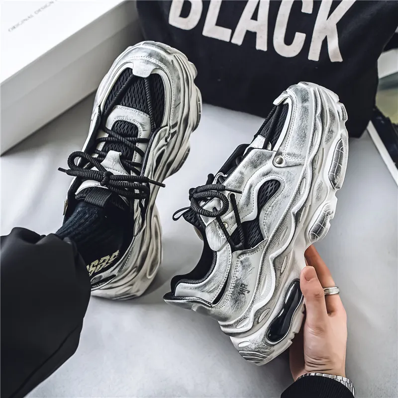 NANJIREN Wear Resistant Height Increasing Low Top Chunky Sneakers Men's-9