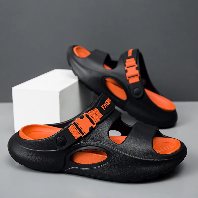 NANJIREN Beach Sandals Men Black Orange/Gray Blue/Khaki Brown-2