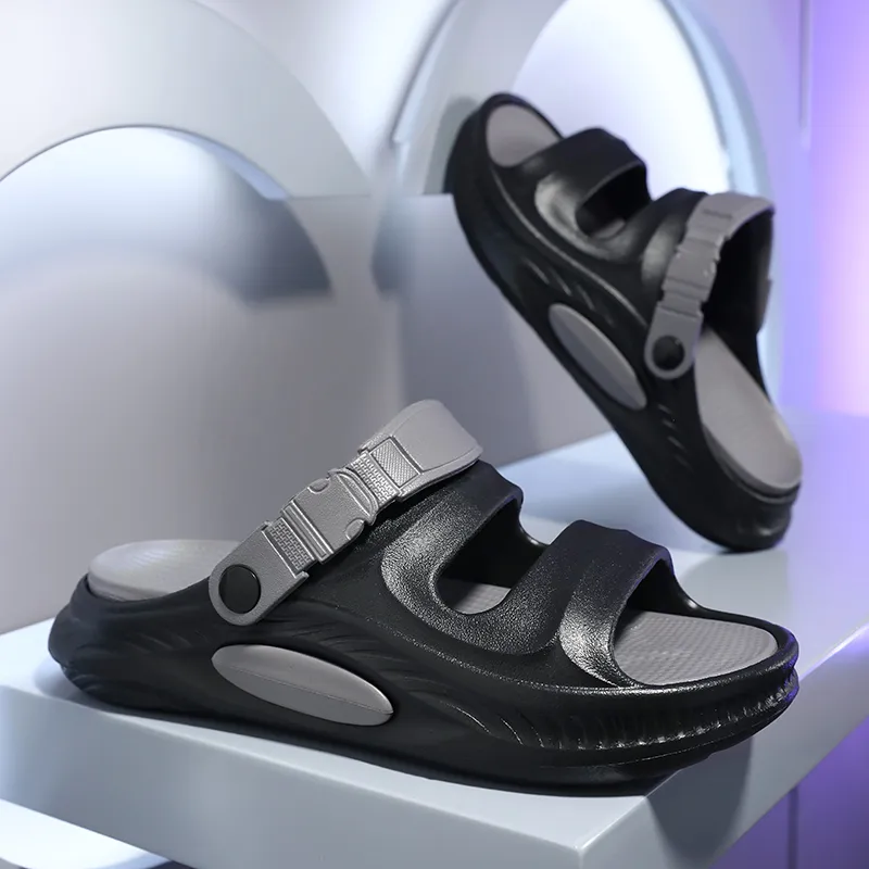 NANJIREN Beach Sandals Men Black Gray/Black Purple/White Gray/Olive Green-3