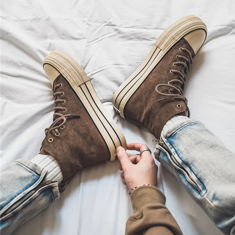 NANJIREN Anti Slip And Wear Resistant Height Increasing High Top Canvas Shoes Unisex Box-4