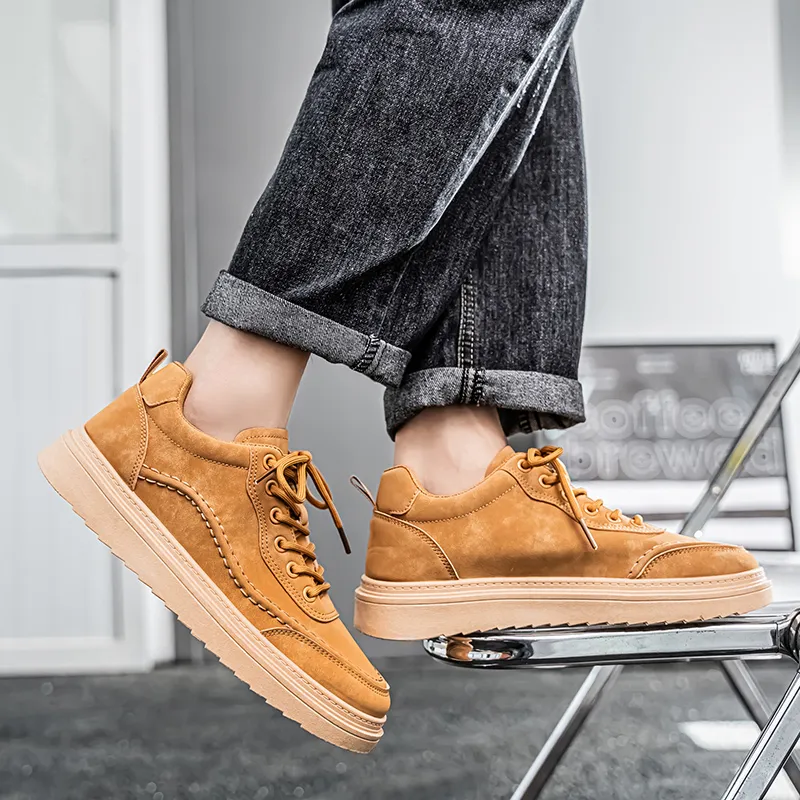 NANJIREN Anti Slip And Wear Resistant Height Increasing Low Top Skateboard Shoes Men's-2