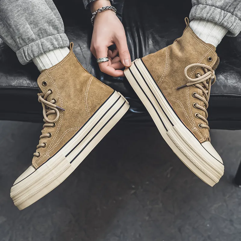 NANJIREN Anti Slip And Wear Resistant Height Increasing High Top Canvas Shoes Unisex Box-1