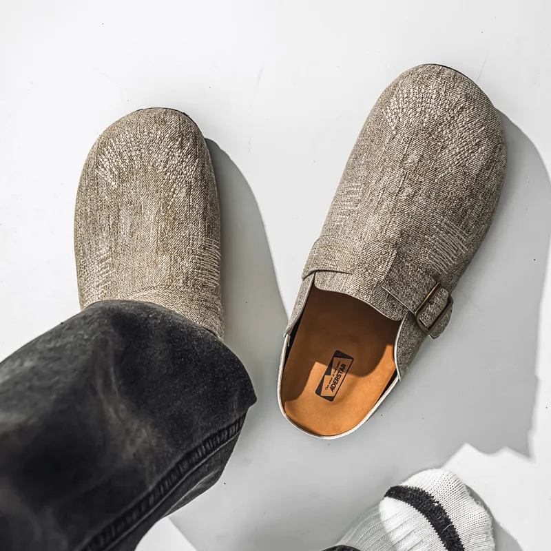 NANJIREN Quiet Abrasion Resistant Slip Resistant Closed Toe Slippers Men's-11