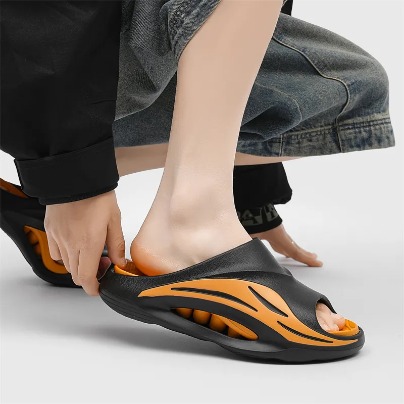 NANJIREN Slide Slippers Unisex Black White/White Black/White Green/White Orange/Black Orange/Black Purple-24